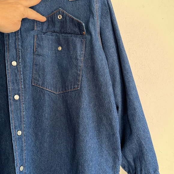 Cowboy Authentic Workwear Mens Blue Denim Shirt Size XXL Button Down Long Sleeve - Picture 11 of 15